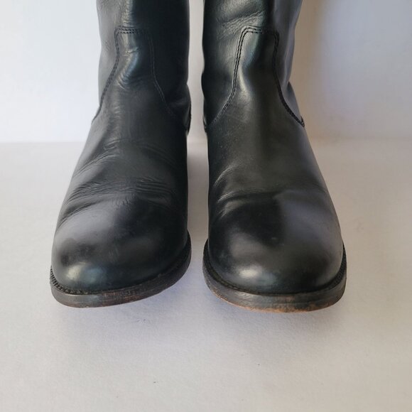 Frye Melissa Button Back Zip Riding Extended Calf Leather Boots. Size 6B - Picture 4 of 12